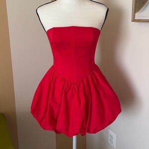 Fashion Nova Strapless Red Bubble Mini Dress